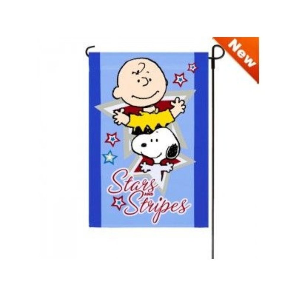 SNOOPY PEANUTS GANG Garden Flag Banner "STARS & STRIPES"12"x18"Patriot 40154 NIP